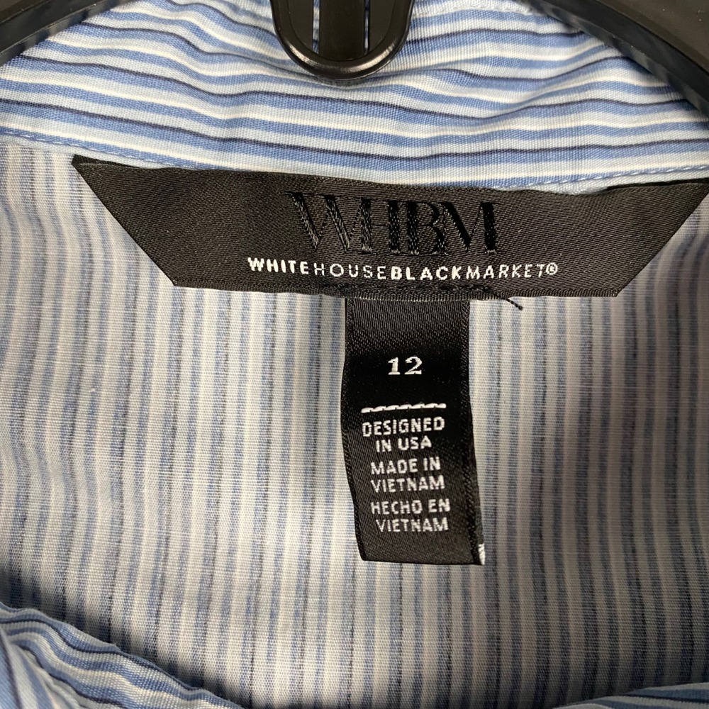 White‎ House Black Market Corset Poplin Boned Button Down Shirt Womens 12 Blue - Picture 3 of 8